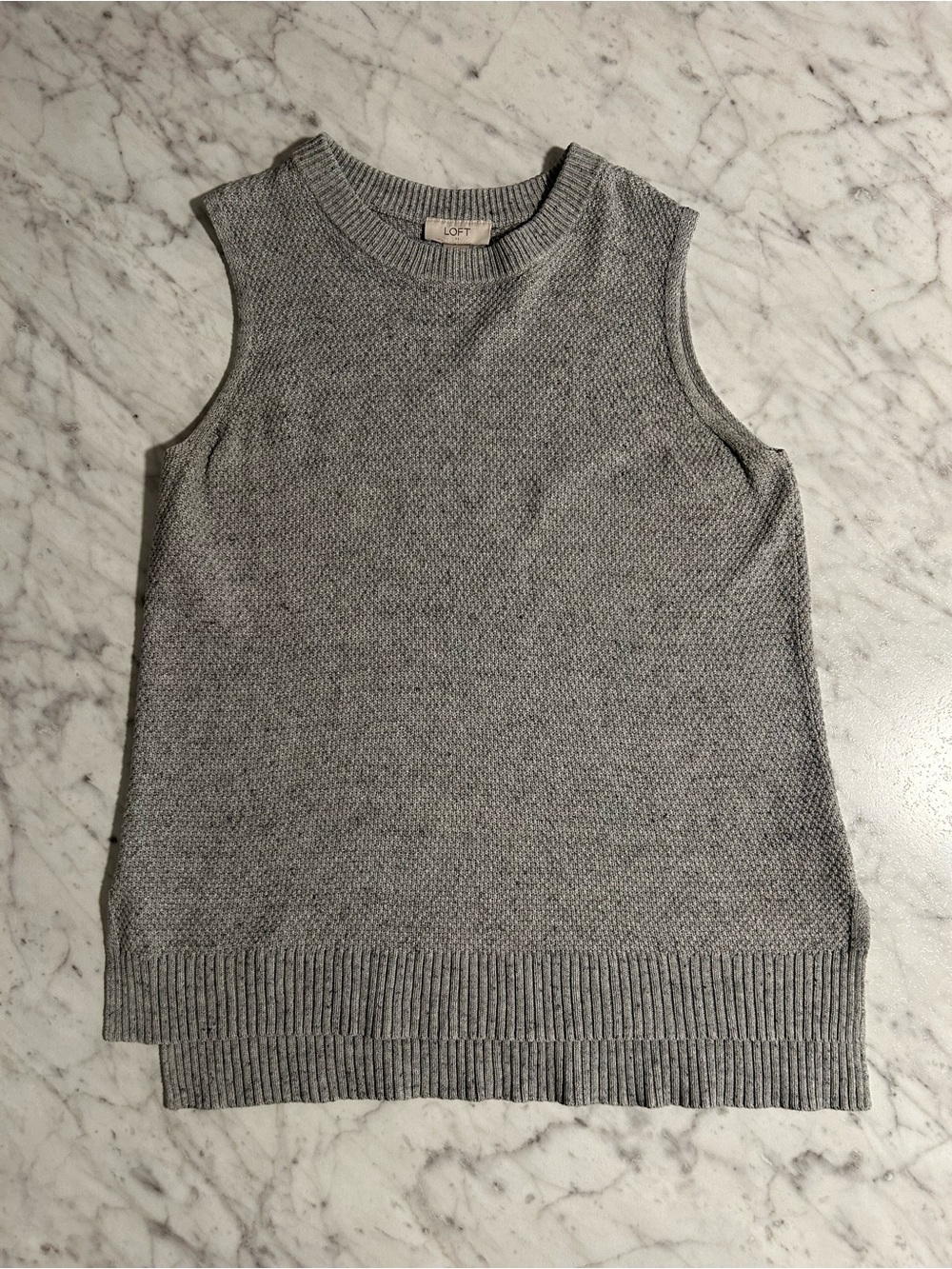 LOFT Light Gray Sleeveless Crewneck Knit Top